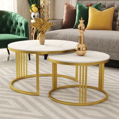 China New design round marble extendable high gloss marble living room extendable coffee table leisure negotiation coffee table for sale