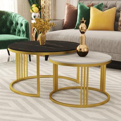 China Newest Style Gold Stainless Steel Home Light Round Cafe Furniture Table Simple Modern Luxury Modern Glass Frame Sectional Table for sale