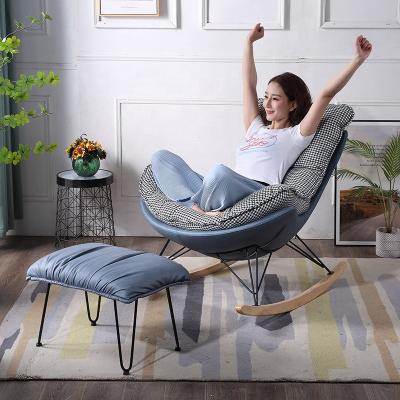 China Extended Chair Simple Elegant Light Living Room Family Chair Rocking Sofa Garden Luxurious Rocking Chair for sale