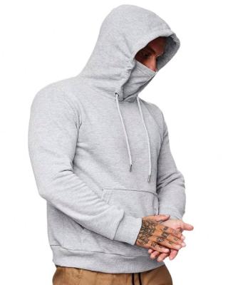 China 2023 New Fashion Breathable Gray Hoodies Men Masked Hoodies sports custom made solid long sleeve hoodie men for sale