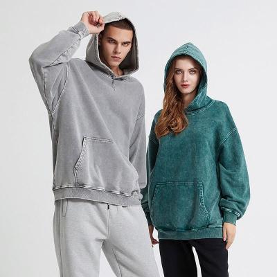 China Custom high quality acid oversized vintage distressed hoodie Anti-wrinkle drop wash hoodie shoulder hoodie for sale