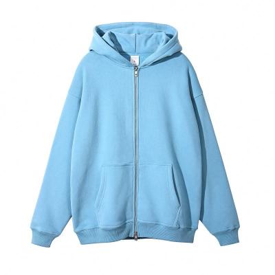 China white 360g fleece full zipper hoodies two way zipper men hoodie anti-wrinkle design blast design custom for sale