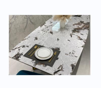 China New Design Large Size Retangular Porcelain Slab Custom Blue Vein Vitrified Dining Table Tops for sale