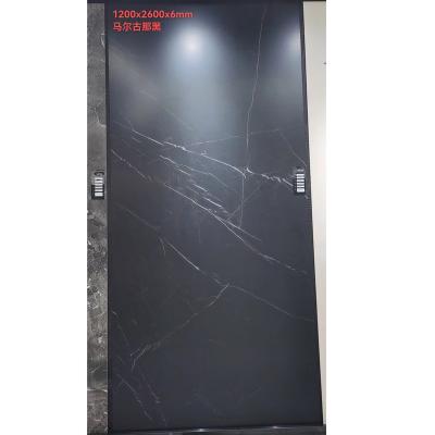 China Modern Black 1200x2600x6mmmm Sintered Stone Floor And Wall Tiles for sale