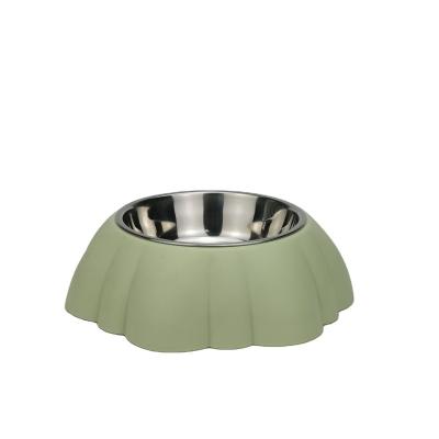 China Sustainable Factory Supply Stainless Steel Cat Bowl Pumpkin Dog Feeder Water Bowl Pet Food Dog Feeder With Stainless Steel Bowl for sale