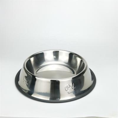 China Stocked 304 Stainless Steel Dog Basin Pet Footprints Food Water Container High Quality Pets Accessories for sale