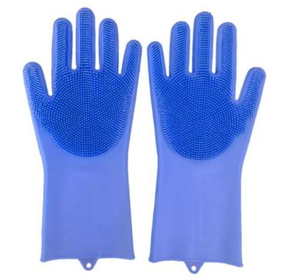 China Fancy New Design Reusable Silicone Washcloth Scrubber Rubber Magic Kitchen Cleaning Wash Gloves For Dishes for sale