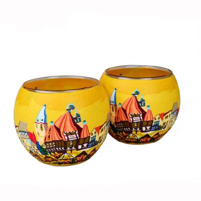 China Wholesale Delicate Tealight Cup Lantern Crafts Polymer Clay Art Products DMO Yiwu Bobao Glass Candle Holder for Decoration or Gift for sale