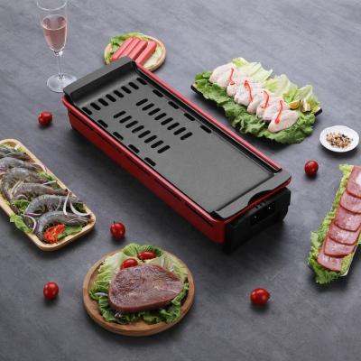 China Family BBQ Non-Stick Smokeless Indoor 2 in 1 BBQ Grill Electric Griddle with Half Grill and Half Griddle for sale