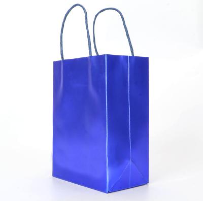 China Recycled Materials Blue Paper Bag Gift Apparel Gift Packaging Shopping Bag Support Printing Custom Paper Bag for sale