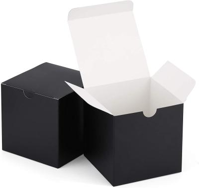 China Recyclable Small Cardboard Paper Box Black Kraft Paper Recyclable Packaging Box Tea Jewelry Candy Cosmetic Storage Box for sale