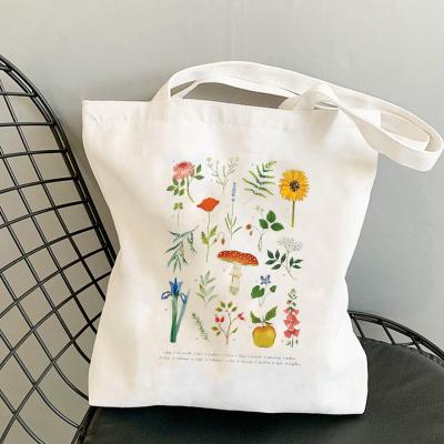 China Reusable Canvas Shoulder Tote Bag Women Girl Inner Pocket Work Beach Lunch Travel Shopping Grocery Bag for sale