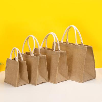 China Custom Logo Eco Reusable Cloth Carrying Reusable Gift Bags Women Beach Hand Laminated Grocery Promotional Shopping Tote Handbags Jute Bag for sale