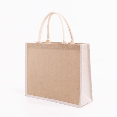 China 2022 Wholesale Custom Printing Reusable Logo Eco Friendly Jute Tote Bag Recycle Shopping Bag for sale