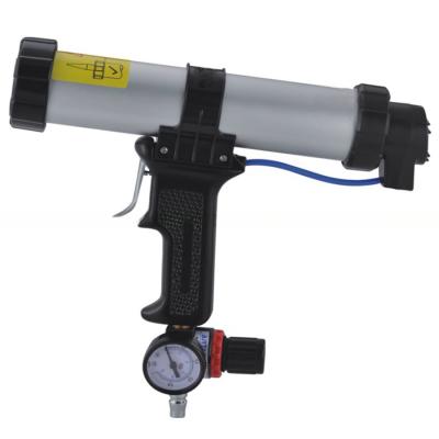 China LOW NOISE 400ml Cylinder PNEU caulking gun with gauge PNEUMATIC 400ml sausage caulking gun for sale