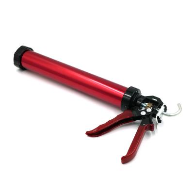 China 600 ml de aluminio rojo manual salchicha pegamento adhesivo pistola de amortiguación con boquillas cónicas en venta