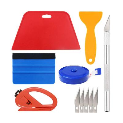 China Squeegee snitty Vinyl wrap tool kit Cutter and Craft Knife with Replacement Wallpaper stick and peel Smoothing Tool Kit for sale