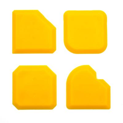 China Popular Yellow Sealant Profile Tool Caulk Finishing Spatula 4pcs Per Bag Packing for sale