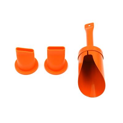 China Orange Plastic Mortar Angled Nozzle Straight Nozzle Set with Metal Filling Scoop for sale