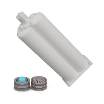 China 50ml 1:1 White Plastic 2 Part Epoxy Cartridge For Resin Epoxy & Silicone for sale