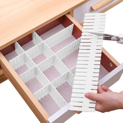 China 4pcs Plastic verstelbare DIY opslag organisator laden verdelers voor sokken / ondergoed / make-up / keuken / dresser Te koop