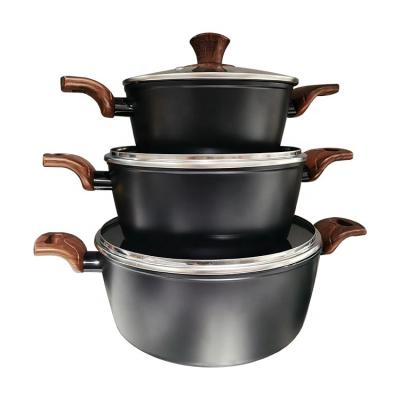 China Sustainable Household High Grade Aluminum Cookware Soup And Stock Pots Set With Two Ears for sale