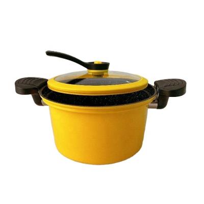 China High Quality Yellow Color Non Stick Pressure Cooker Stocked Aluminum Pot for sale