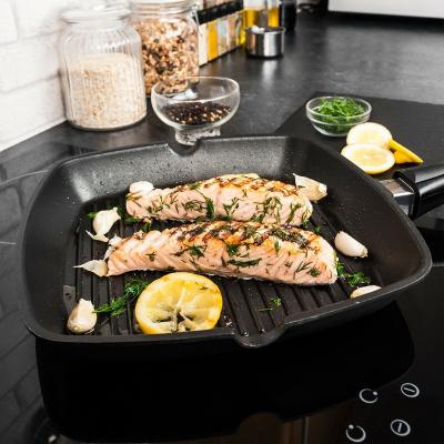 China Hot Selling Country Aluminum Die Cast Granite Coating Steak Griddle Pan Removable Handle for sale