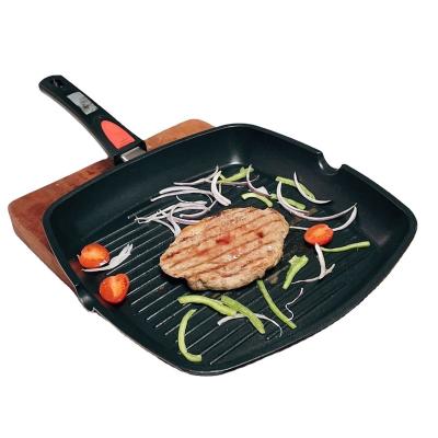 China Hot Selling Sustainable Die Cast Grill Pan Forged Detachable Handle Grill Pan With Removable Handle In High Quality for sale