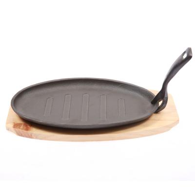 China Sustainable Palm Restaurant Cookware Cast Iron Steak Platter for sale