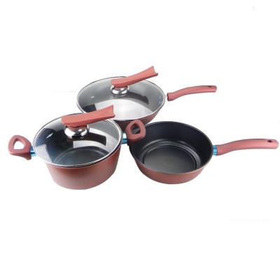 China Sustainable 5 pcs carbon steel cookware set pan and pot for sale