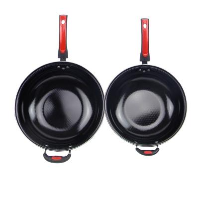 China Sustainable Manufacturer Enamel Coated Carbon Steel Wok for sale