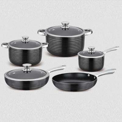 China Sustainable Aluminum Cookware 9pcs Set Non Stick PTFE And PFOA Free Oven Safe for sale