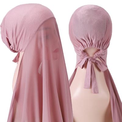 China Long Hijab Tank Top Pin Free Instant Chiffon Hijab With Undercaps Turban For Islam Headband Stretch Hijab Cover Headwrap Muslim Turban for sale