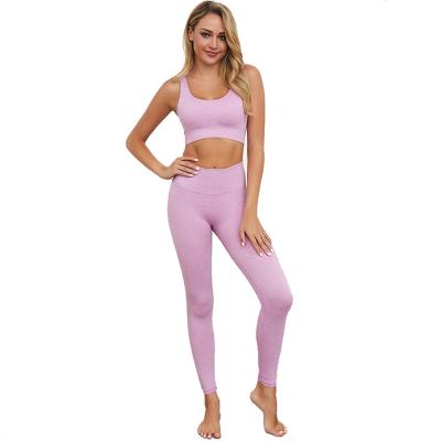 China Breathable Professional Made High Waist Four Way Stretch Jogging Pants And Running Bra Sets Women for sale