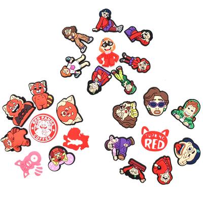 China Can Be Washed And Stick On Or Stitch On Custom Cartoon Figure Turn Flat Back Red PVC Charms Accessory For DIY Decoration Croc Shoe /phone Case /pen for sale