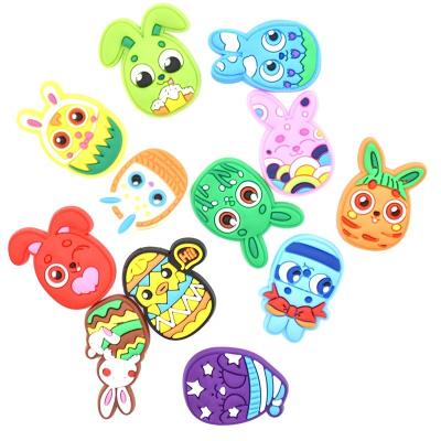 China Can be washed and stick on or stitch on the back of flat colorful silicone charms cute bunny eggs for DIY fridge magnet craft phone case making decor for sale