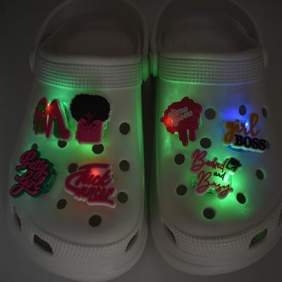 China Wholesale LED Shoe Charm LED Shoe Charms For Kids Gifts Croc Charms Designer Light Charms For Croc Shoe Light Accessories for sale