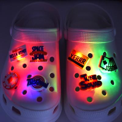 China Wholesale Popular LED Shoe Charm PVC LED Shoe Charms For Kids Gifts Croc Charms Designer Light Charms For Crocs Shoe Light Accessories for sale