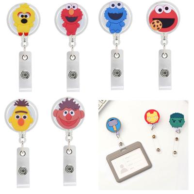 China Economic Cute Plastic Retractable Office School Badge Reel Name Badge Holder Conference Card Key Reel Roll Clip for sale