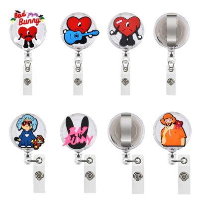 China School Bad Bunny Office Hot Selling Retractable Badge Reels Bad Rabbit Nurse Yoyo ID Card Holder Holder Plastic Accessories for sale