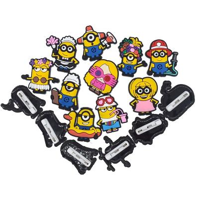 China Environmentally Friendly Creative Minions Badge Brooches Pin Soft PVC Party Gift Decor Kids Cloth Material Scarf for sale