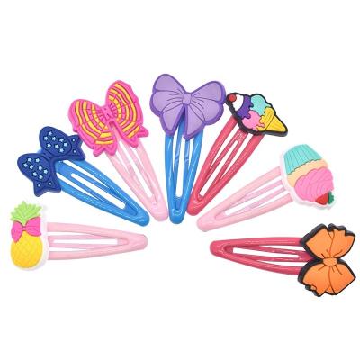 China Hair Accessory PVC Rubber Hair Pins For Girls Kids Ice Bow Pattern Glitter Fancy Bling Hair Clip Custom Hair Accessories for sale