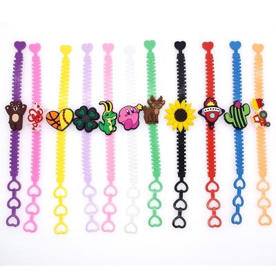 China Decoration Main Wholesale In Stock PVC Colorful Bangle Bracelet For DIY Croc Charms Kids Adjustable Charm Love Bracelets for sale