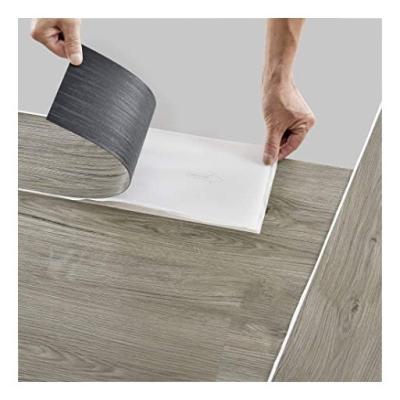 China Self Adhesive Luxury Waterproof Wood Grain Tile PVC Peel & Stick Vinyl Plank Flooring Sticker for sale