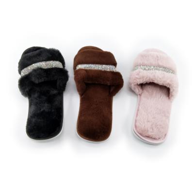 China Autumn Open Toe Slides Pearl Fur Women's Bedroom Shiny Bridal Fluffy Slippers Winter Lightweight Comfortable Summer for sale