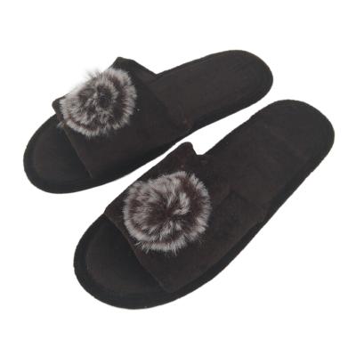 China Breathable High Quality Indoor Airline Hotel Bathroom Slipper Velvet Open Toe Slipper Slippers for sale