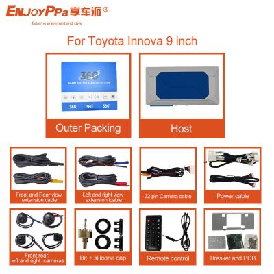 China Bird View 360 Car Camera System For Toyota Innova 9inch Parking Assistance 4 Cameras for sale