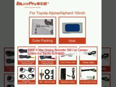 1080P 4 Way Driving Recorder 360 Car Camera System For Toyota ALPHARD
