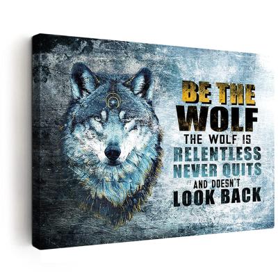 China Motivational Art Decor Never Quits Entrepreneur Quotes Wolf Paintings Inspirational Canvas Waterproof+ECO-Friendly Wall Posters For Office Gym Bedroom for sale